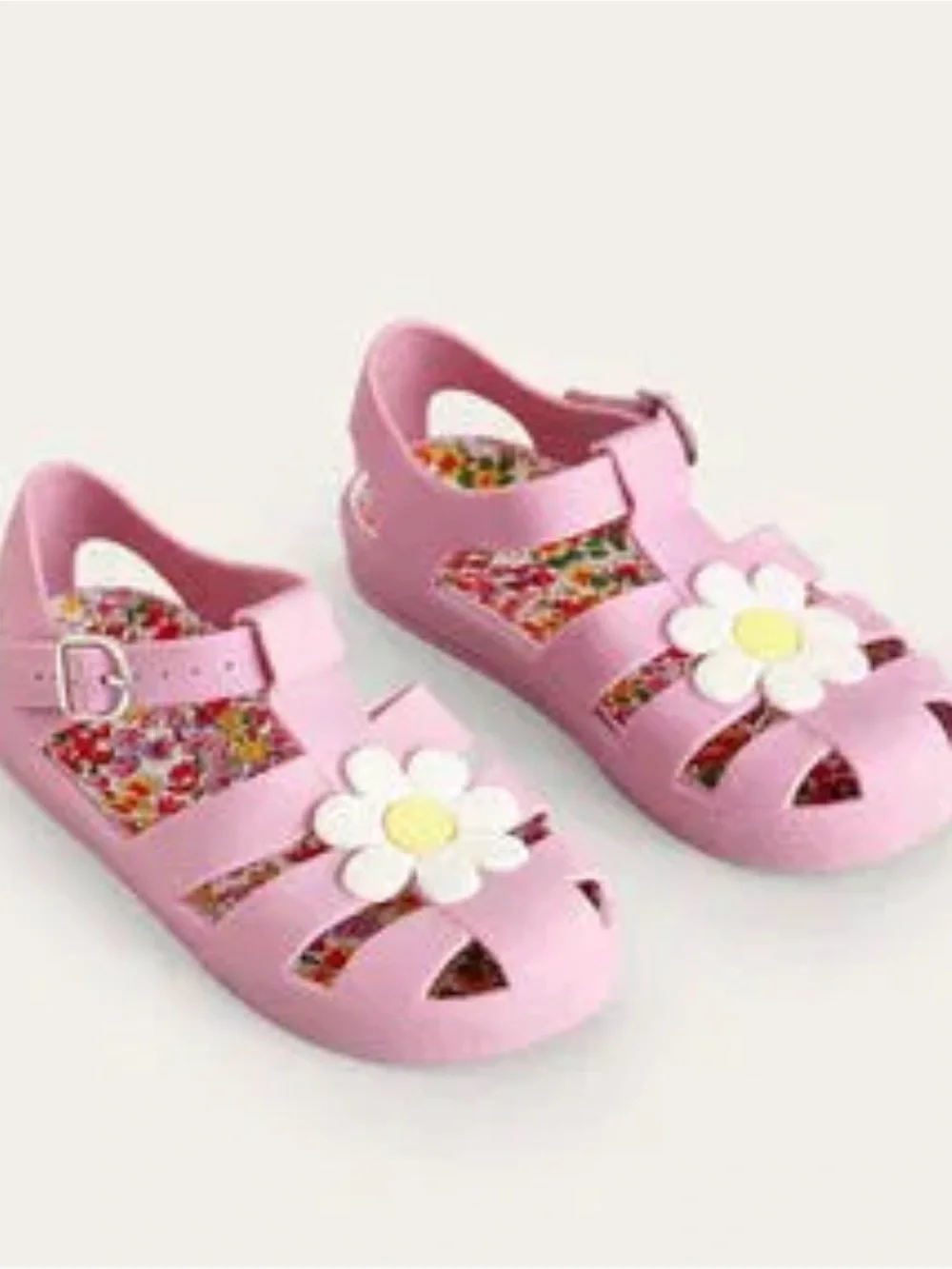 Mini Boden Pink Flower Jelly Sandals